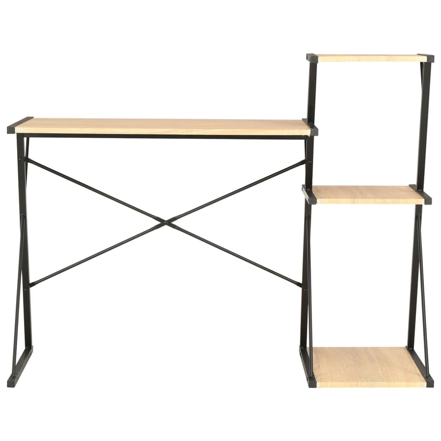 Bureau Met Schap 116X50X93 Cm Kleurig Zwart en eiken