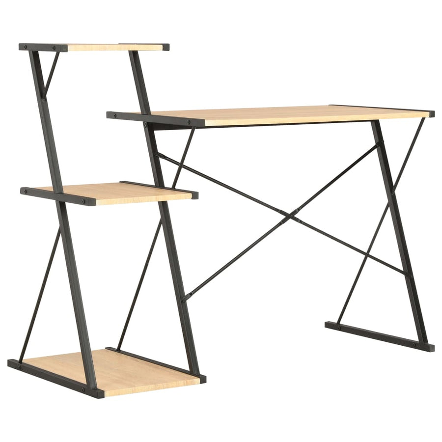 Bureau Met Schap 116X50X93 Cm Kleurig Zwart en eiken