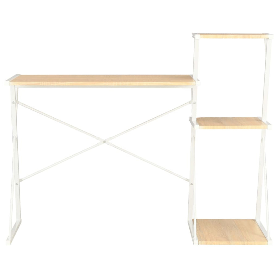 Bureau Met Schap 116X50X93 Cm Kleurig Wit en eiken