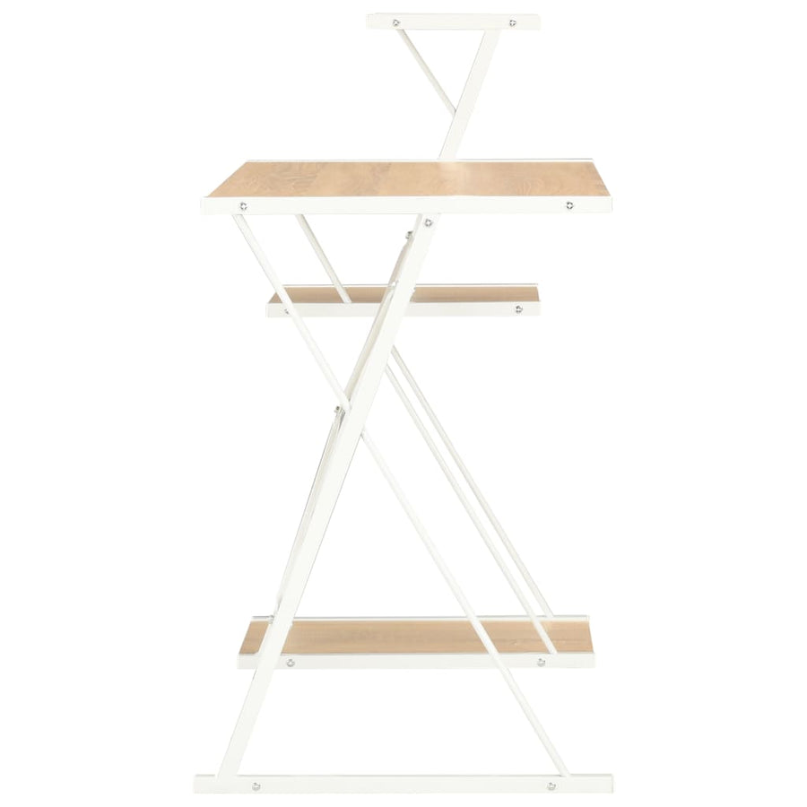 Bureau Met Schap 116X50X93 Cm Kleurig Wit en eiken