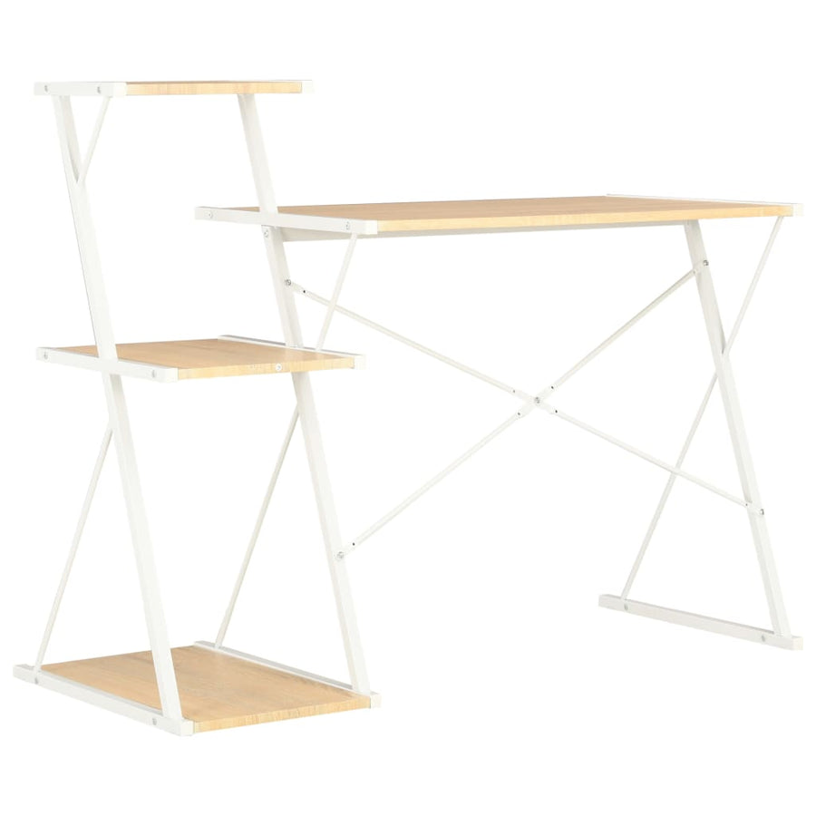 Bureau Met Schap 116X50X93 Cm Kleurig Wit en eiken