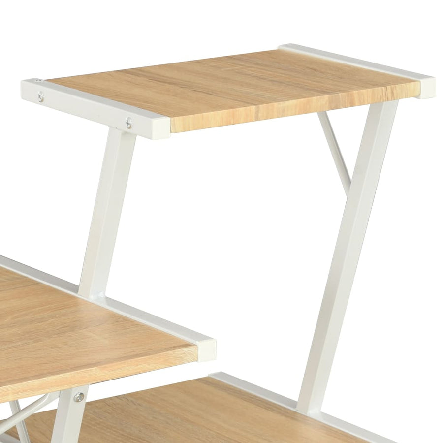 Bureau Met Schap 116X50X93 Cm Kleurig Wit en eiken