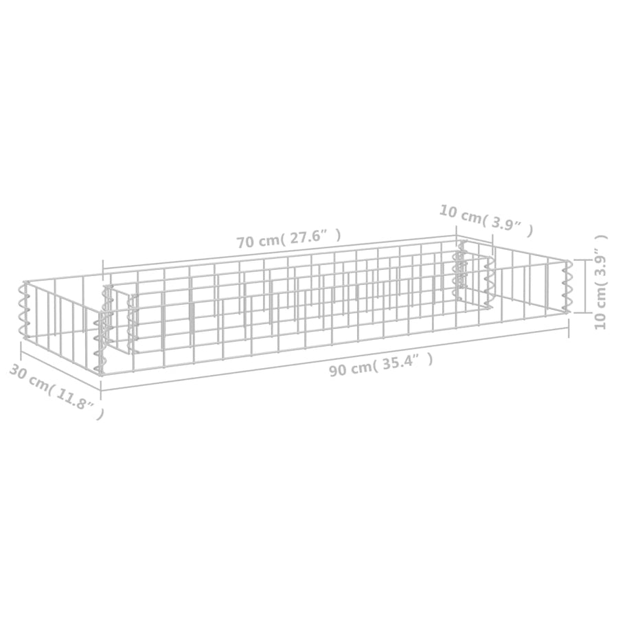 Gabion Plantenbak Verhoogd Gegalvaniseerd Staal 90 x 30 x 10 cm