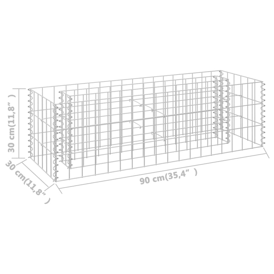 Gabion Plantenbak Verhoogd Gegalvaniseerd Staal 90 x 30 x 30 cm