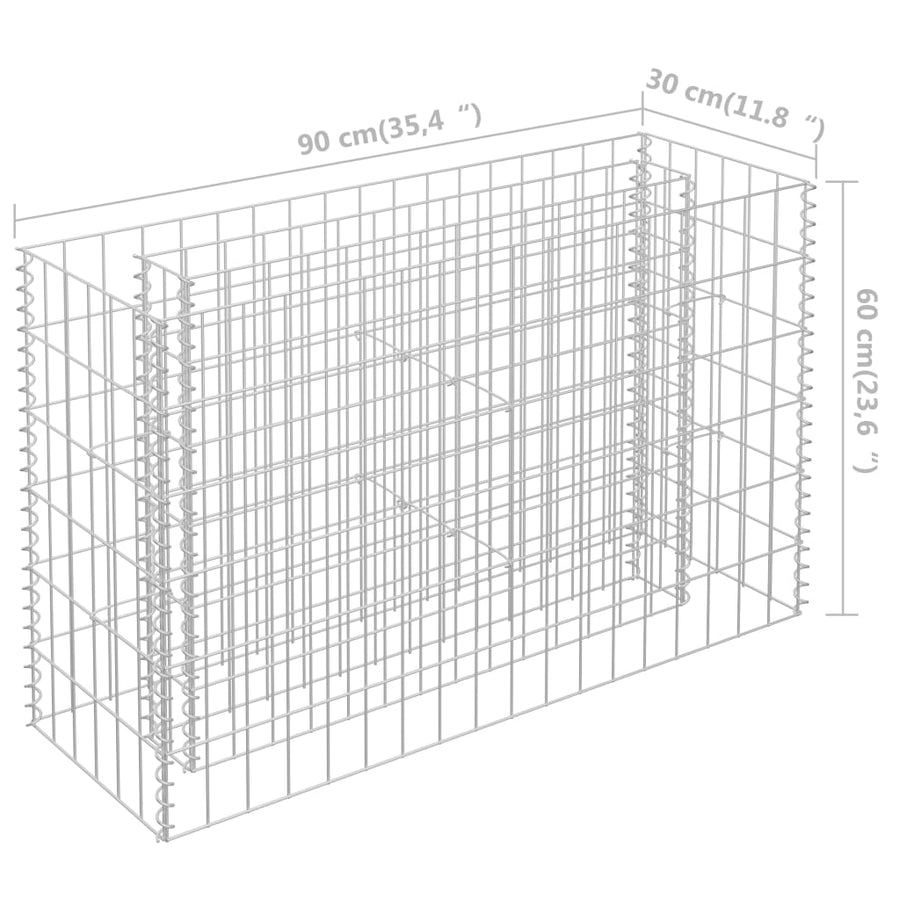 Gabion Plantenbak Verhoogd Gegalvaniseerd Staal 90 x 30 x 60 cm