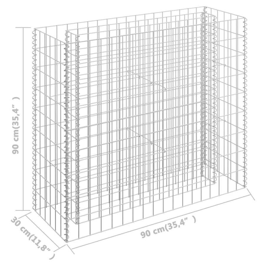 Gabion Plantenbak Verhoogd Gegalvaniseerd Staal 90 x 30 x 90 cm