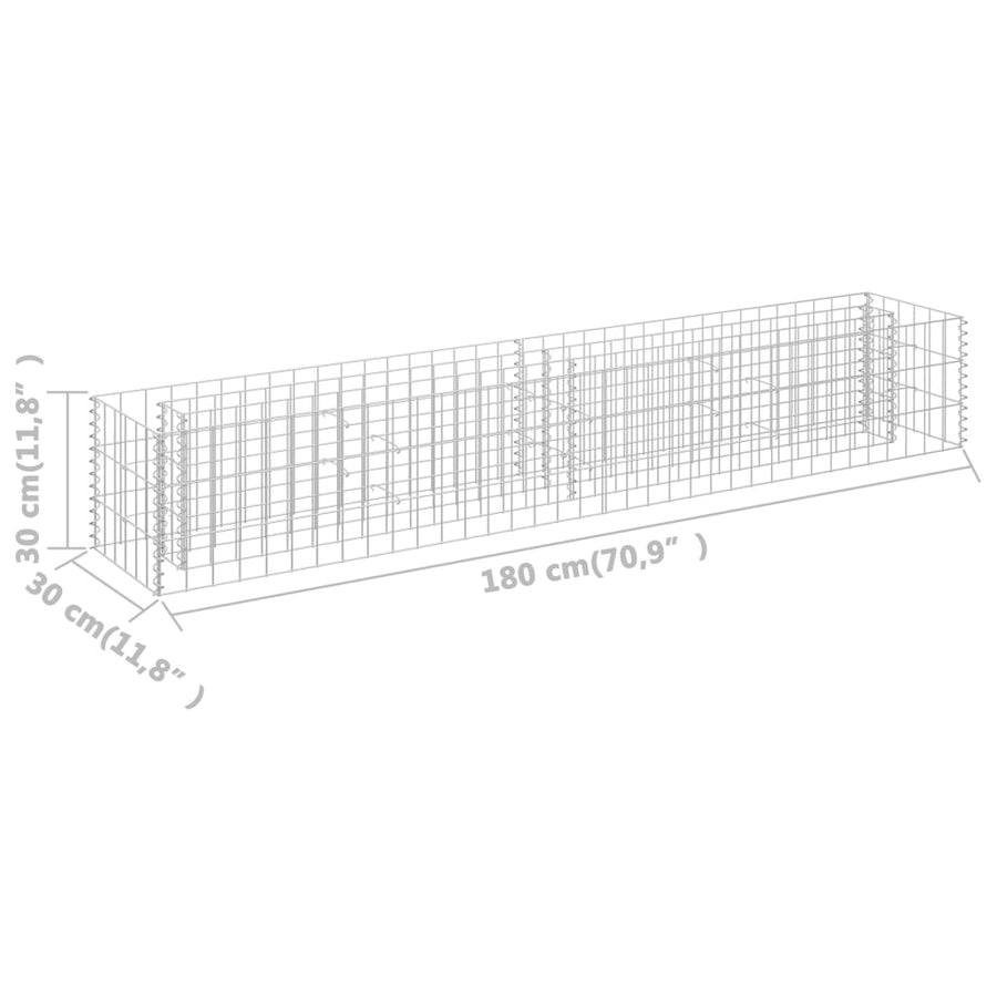 Gabion Plantenbak Verhoogd Gegalvaniseerd Staal 180 x 30 x 30 cm
