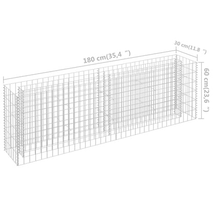Gabion Plantenbak Verhoogd Gegalvaniseerd Staal 180 x 30 x 60 cm