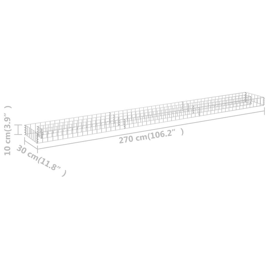 Gabion Plantenbak Verhoogd Gegalvaniseerd Staal 270 x 30 x 10 cm