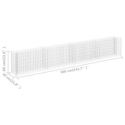 Gabion Plantenbak Verhoogd Gegalvaniseerd Staal 360 x 30 x 60 cm