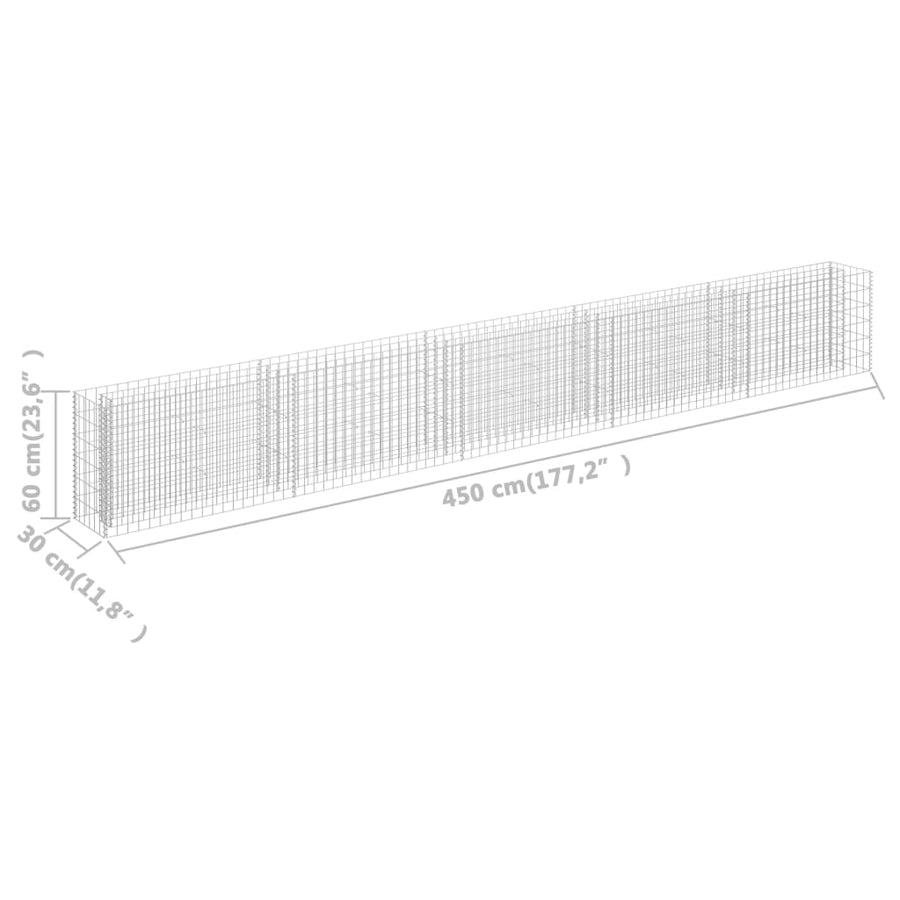 Gabion Plantenbak Verhoogd Gegalvaniseerd Staal 450 x 30 x 60 cm