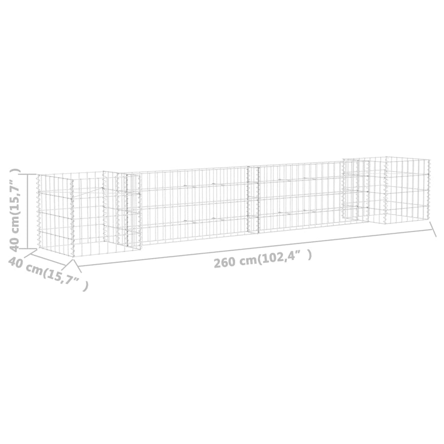 Gabion Plantenbak H-Vormig Staaldraad 260 x 40 x 40 cm
