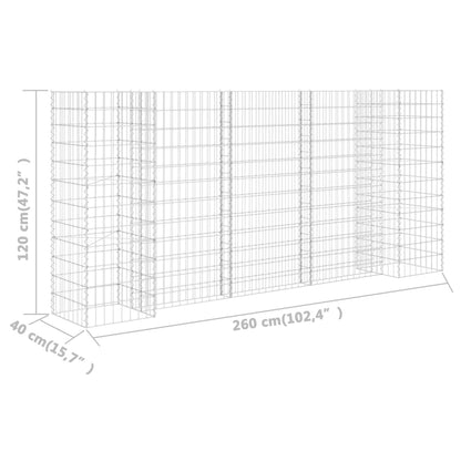 Gabion Plantenbak H-Vormig Staaldraad 260 x 40 x 120 cm