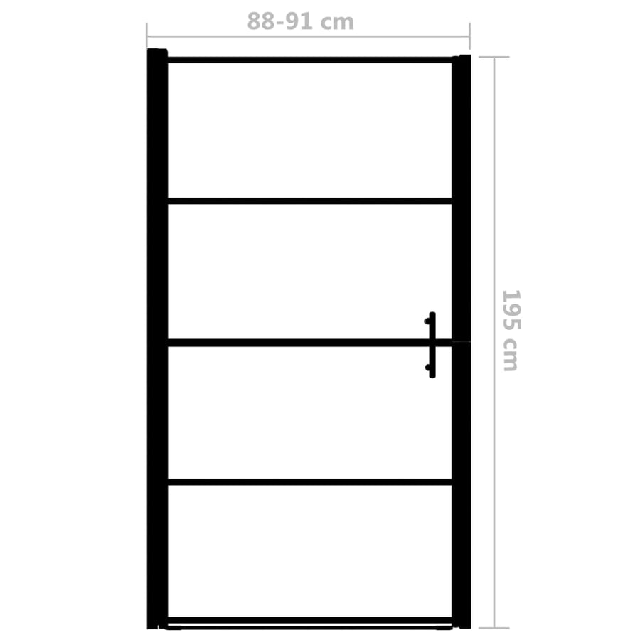 Douchedeur 91x195 cm gehard glas zwart 91 x 195 cm Doorzichtig