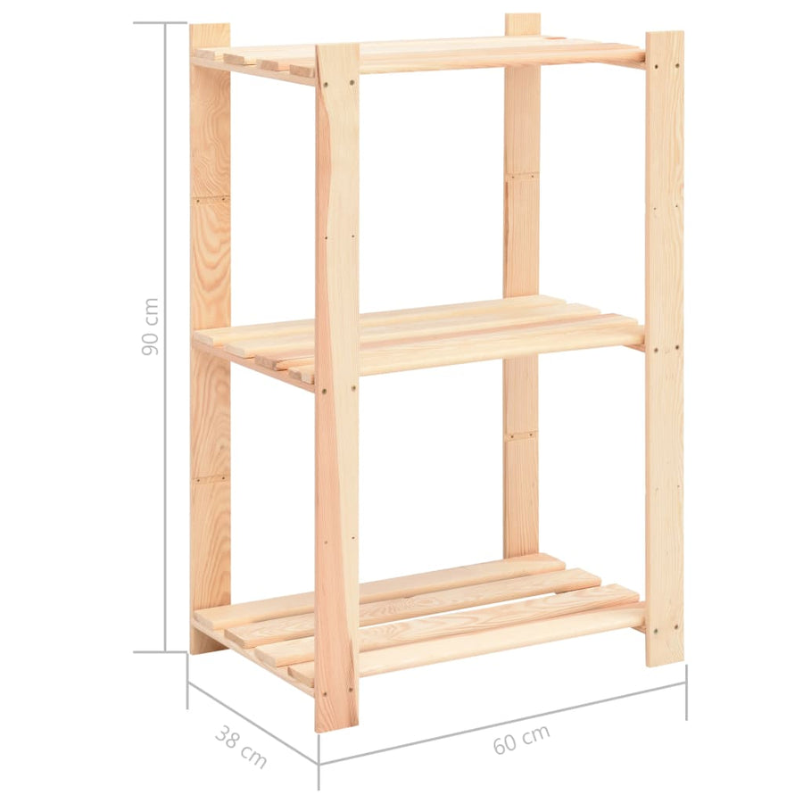 Opbergrek 3-Laags 60X38X90 Cm Massief Grenenhout 150 Kg