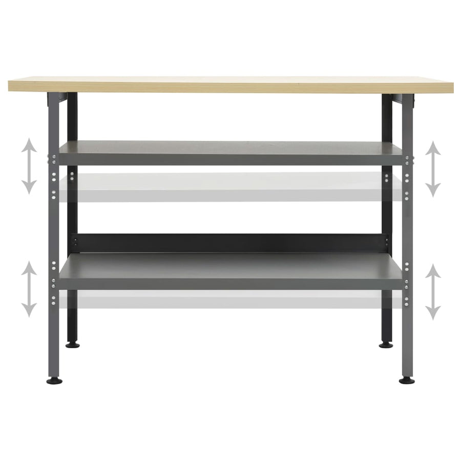 Werkbank 120X60X85 Cm Staal Grijs