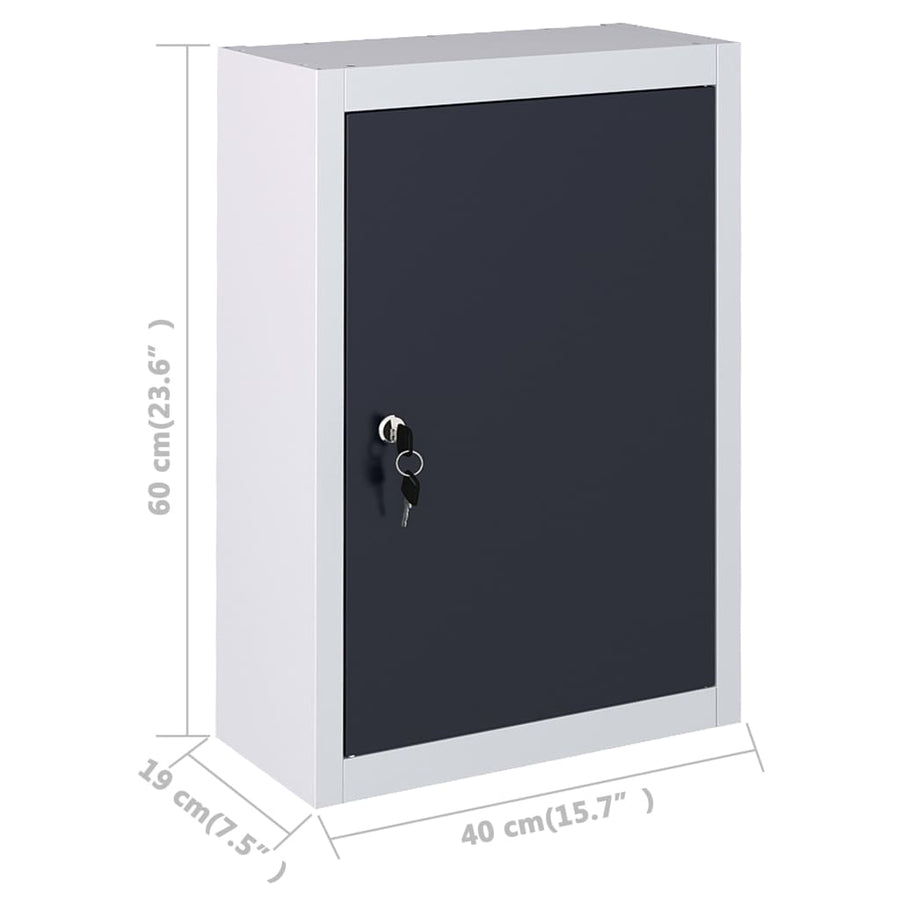 Gereedschapskast Voor Aan De Wand Metaal Grijs En Zwart 40 x 19 x 60 cm