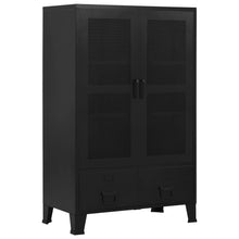 Kantoorkast met gaasdeuren industrieel 75x40x120 cm staal zwart