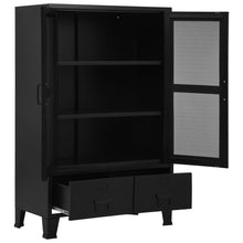 Kantoorkast met gaasdeuren industrieel 75x40x120 cm staal zwart