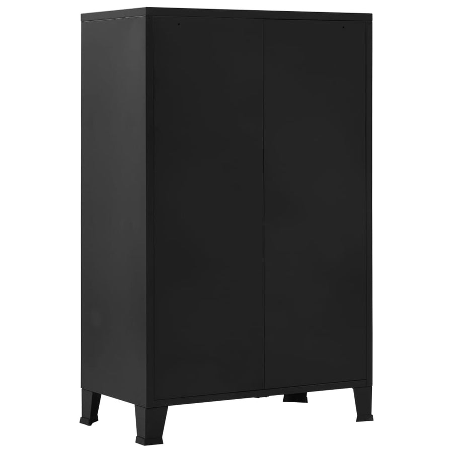Kantoorkast met gaasdeuren industrieel 75x40x120 cm staal zwart