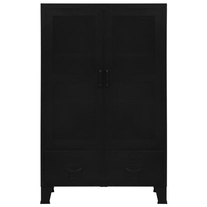Kantoorkast met gaasdeuren industrieel 75x40x120 cm staal zwart