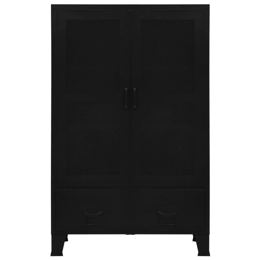 Kantoorkast met gaasdeuren industrieel 75x40x120 cm staal zwart