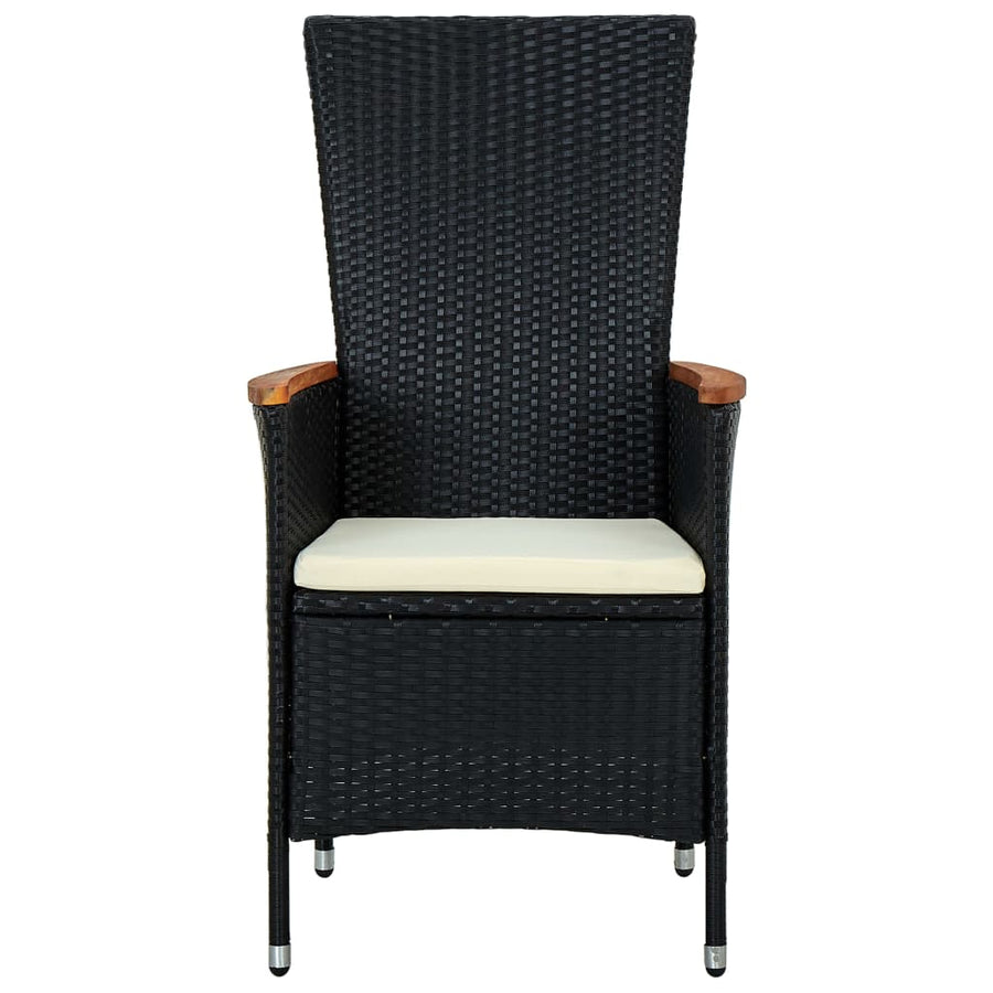 -Delige Tuinset Poly Rattan Acaciahout Zwart 7