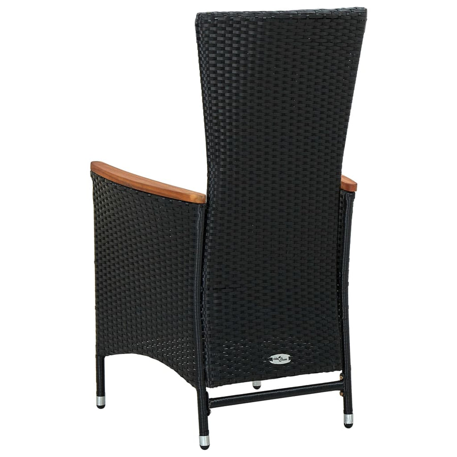 -Delige Tuinset Poly Rattan Acaciahout Zwart 7