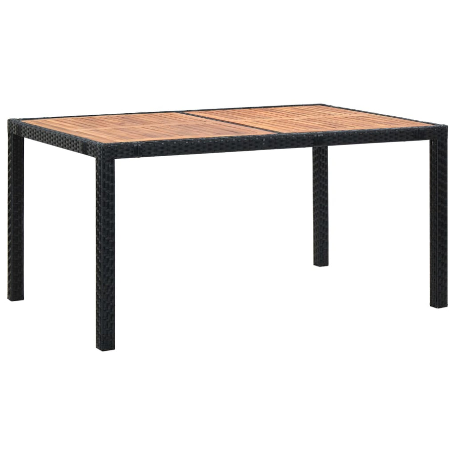 -Delige Tuinset Poly Rattan Acaciahout Zwart 7