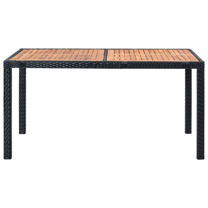 -Delige Tuinset Poly Rattan Acaciahout Zwart 7