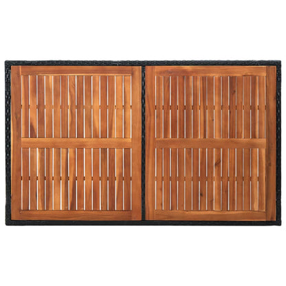 -Delige Tuinset Poly Rattan Acaciahout Zwart 7