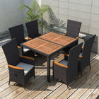 -Delige Tuinset Poly Rattan Acaciahout Zwart 7