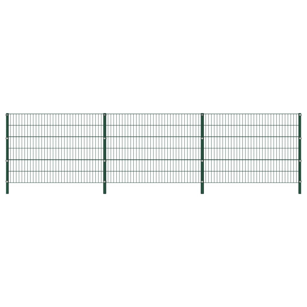 Schuttingpaneel Met Palen 5,1X1,2 M Ijzer Groen 1.2 m 5.1 m