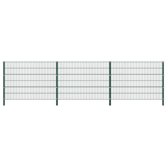 Schuttingpaneel met palen 5,1x1,2 m ijzer groen 1.2 m 5.1 m