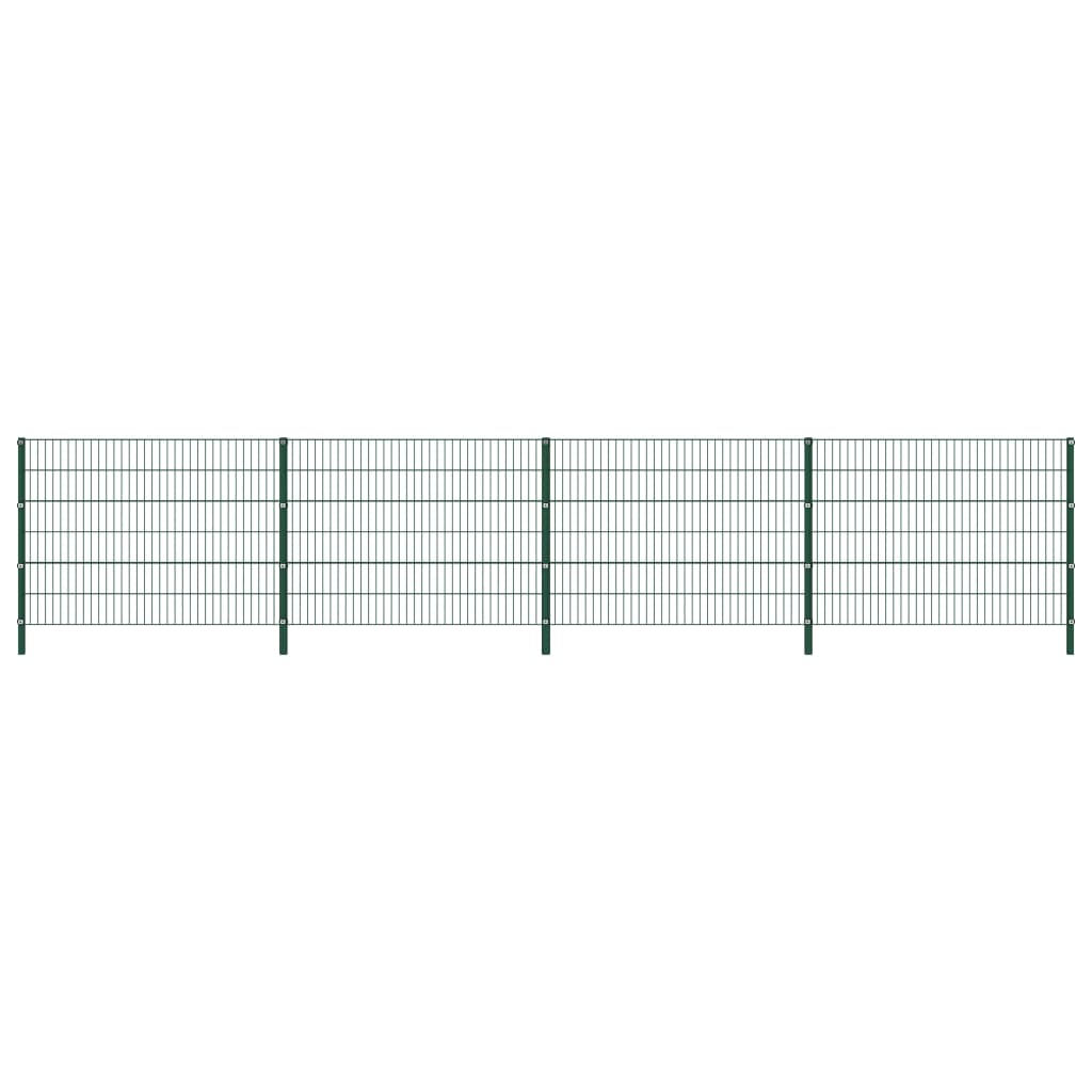 Schuttingpaneel Met Palen 6,8X1,2 M Ijzer Groen 1.2 m 6.8 m