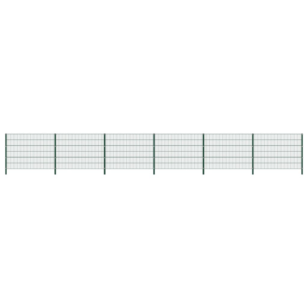 Schuttingpaneel Met Palen 10,2X1,2 M Ijzer Groen 1.2 m 10.2 m