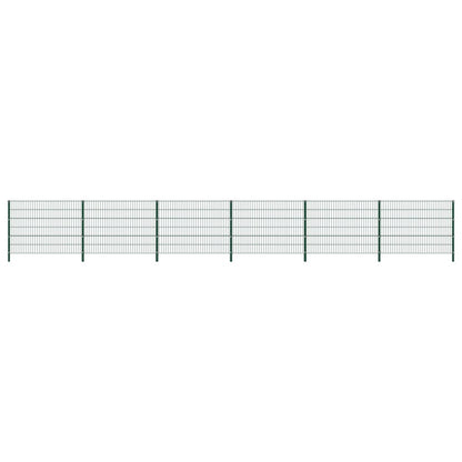 Schuttingpaneel Met Palen 10,2X1,2 M Ijzer Groen 1.2 m 10.2 m