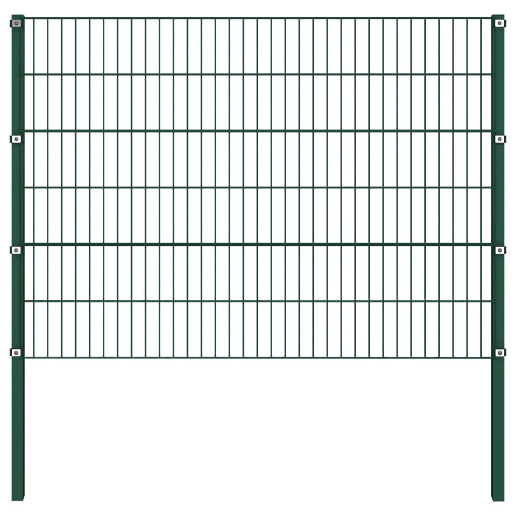 Schuttingpaneel Met Palen 10,2X1,2 M Ijzer Groen 1.2 m 10.2 m