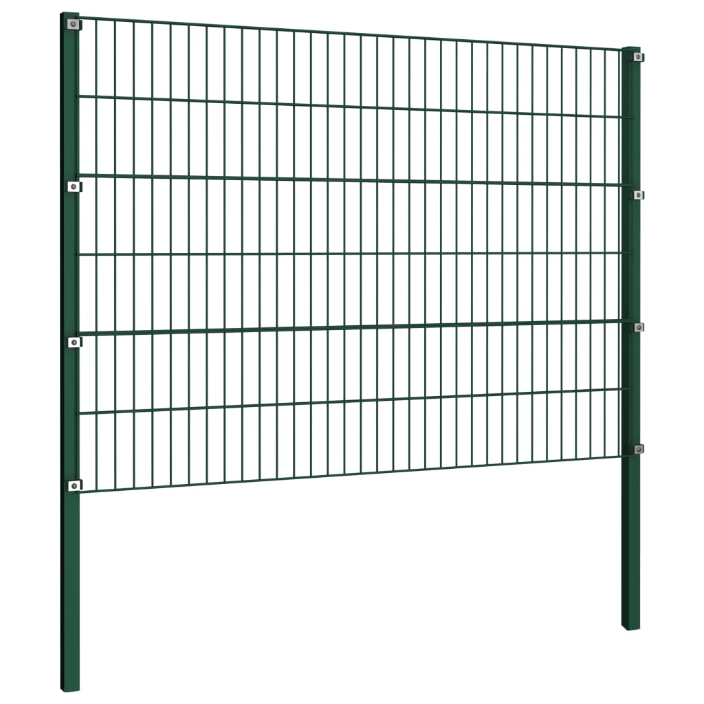 Schuttingpaneel Met Palen 10,2X1,2 M Ijzer Groen 1.2 m 10.2 m
