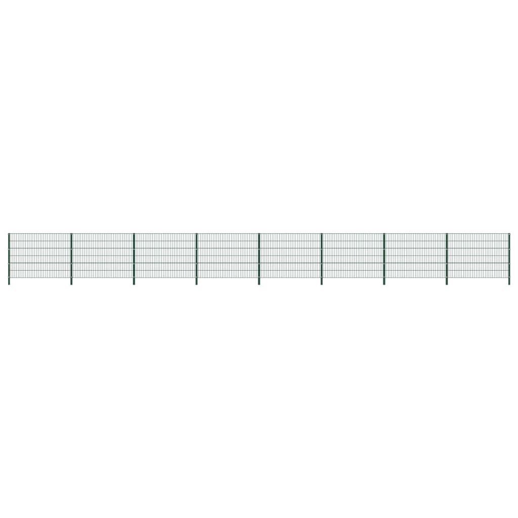 Schuttingpaneel Met Palen 13,6X1,2 M Ijzer Groen 1.2 m 13.6 m