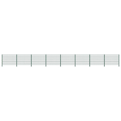 Schuttingpaneel Met Palen 13,6X1,2 M Ijzer Groen 1.2 m 13.6 m
