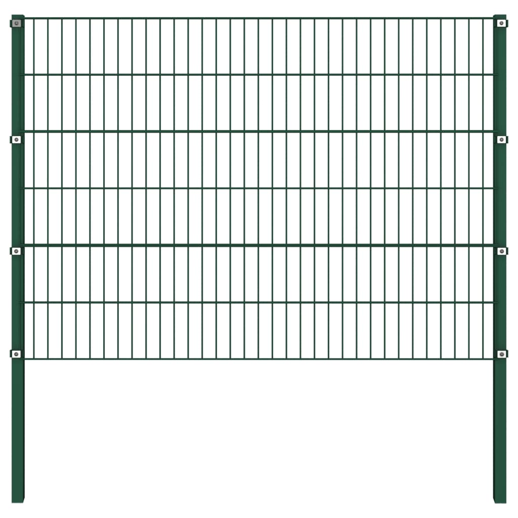 Schuttingpaneel Met Palen 13,6X1,2 M Ijzer Groen 1.2 m 13.6 m