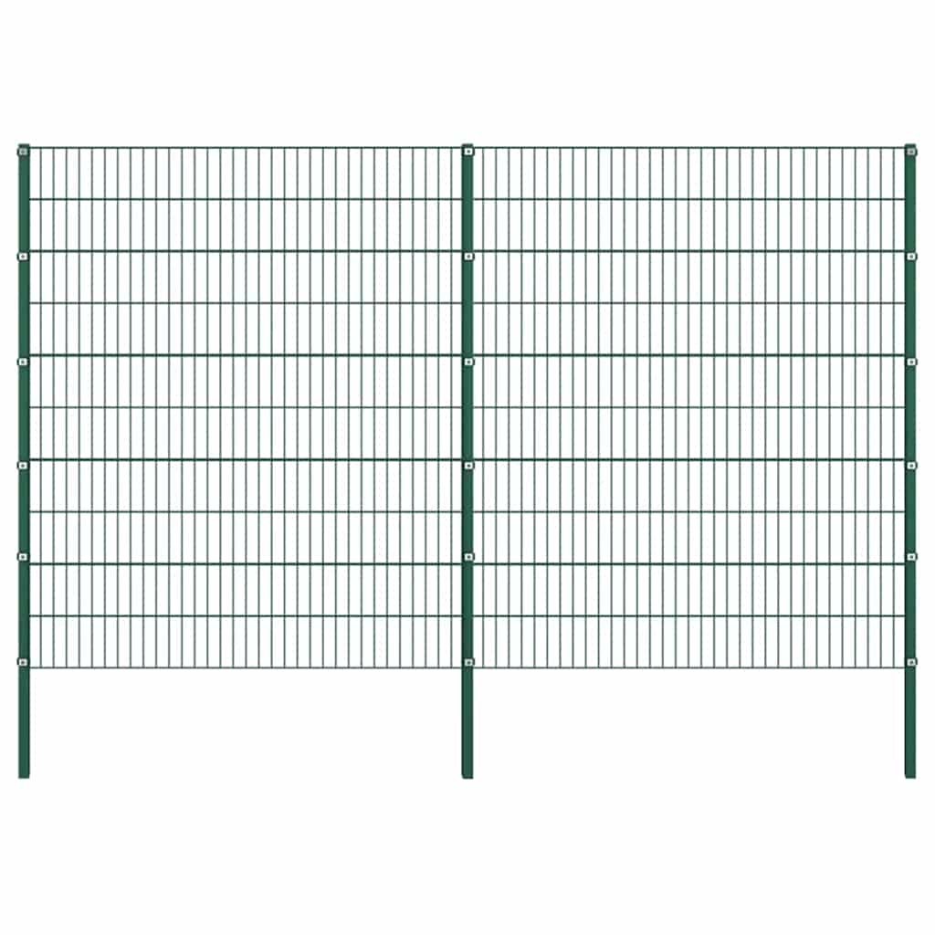 Schuttingpaneel met palen ijzer 349x200 cm groen