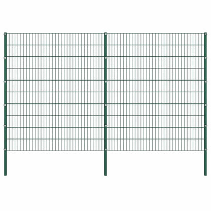 Schuttingpaneel met palen ijzer 349x200 cm groen