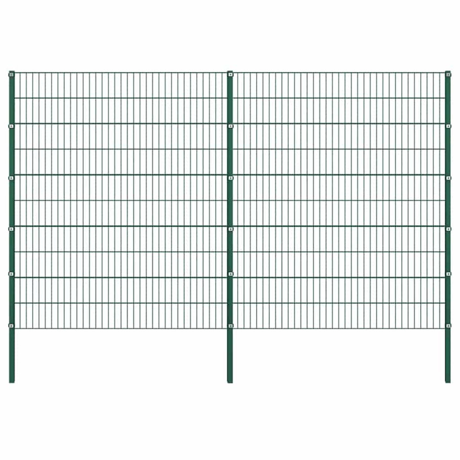 Schuttingpaneel met palen ijzer 349x200 cm groen