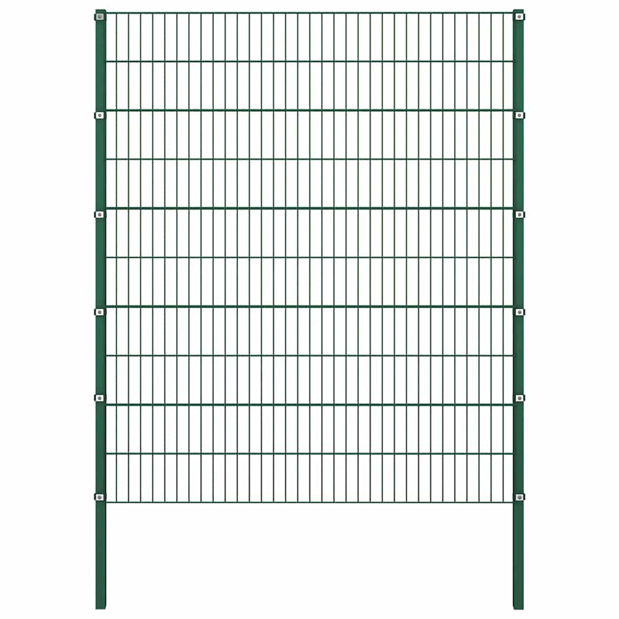 Schuttingpaneel met palen ijzer 349x200 cm groen