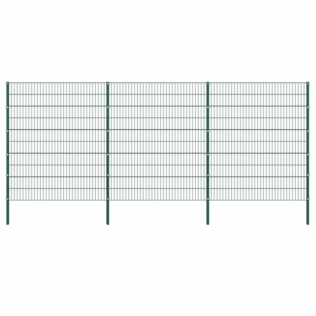 Schuttingpaneel met palen ijzer 522x200 cm groen