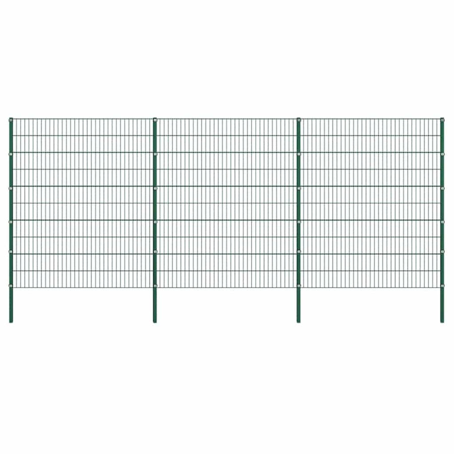Schuttingpaneel met palen ijzer 522x200 cm groen