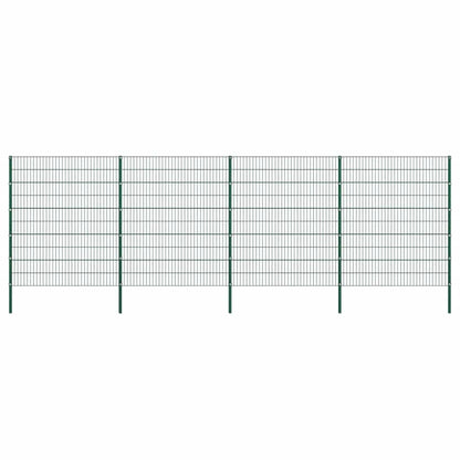 Schuttingpaneel met palen ijzer 694,5x200 cm groen