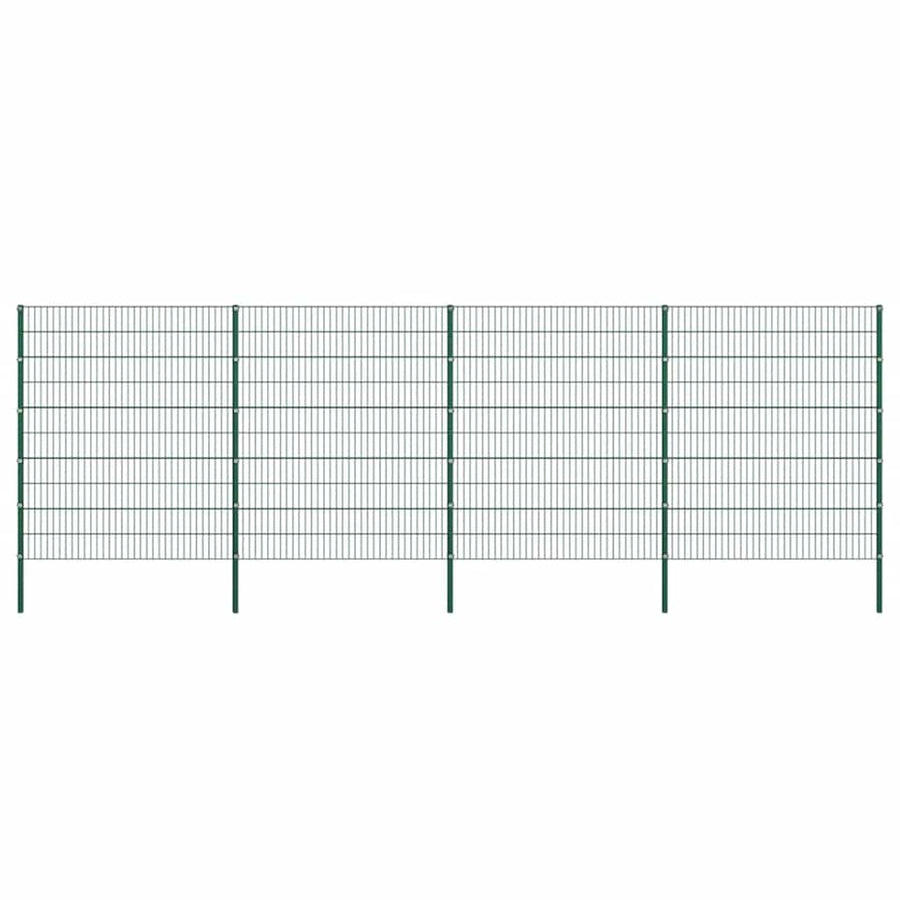 Schuttingpaneel met palen ijzer 694,5x200 cm groen